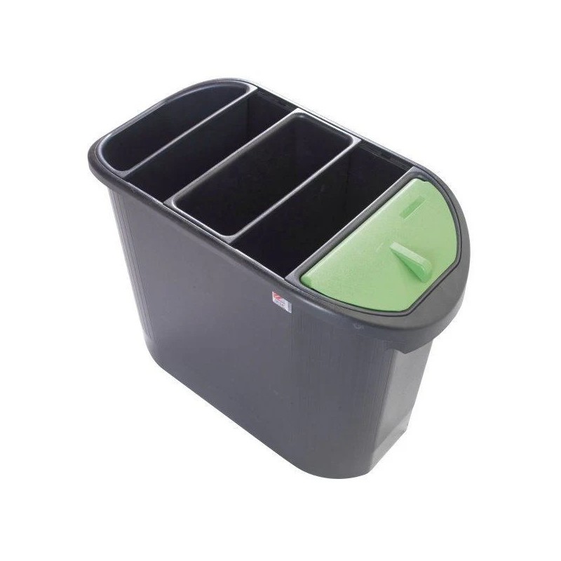 Poubelle tri sélectif 26L | Bac 3 compartiments PVC