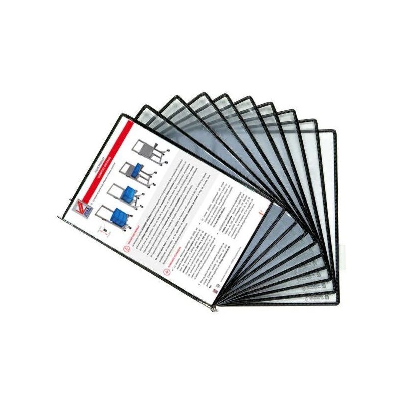 Pochettes INOX A4 anti-statique à pivots noir – Lot de 10 pochettes professionnelles