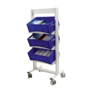 Chariot mobile porte-bacs LEANPOST 600 | Rayonnage industriel