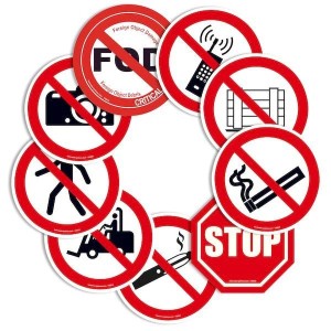 Pictogramme STOP adhésif sol antidérapant sécurité industrielle