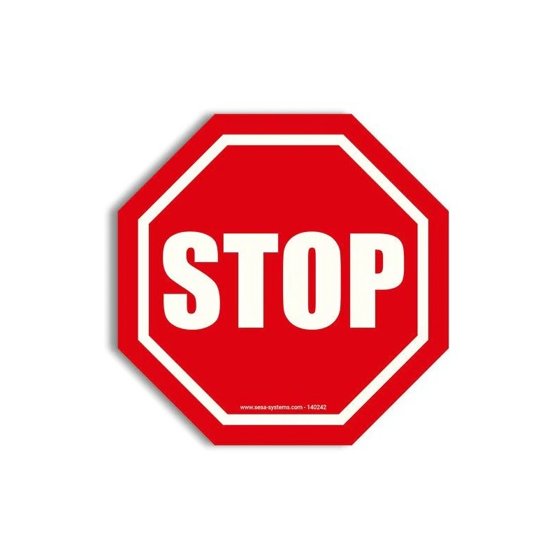 Pictogramme STOP adhésif sol antidérapant sécurité industrielle