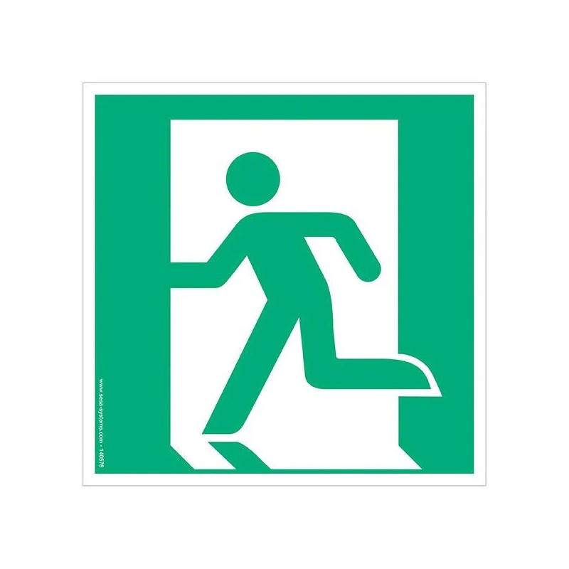 Pictogramme Sortie de secours à gauche E001 adhésif – EN ISO 7010