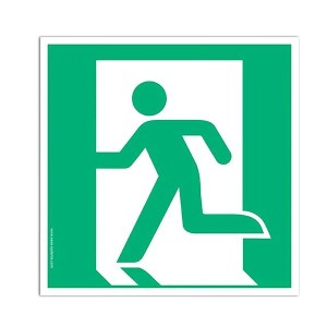 Pictogramme Sortie de secours à gauche E001 adhésif – EN ISO 7010