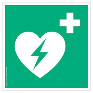 Pictogramme Défibrillateur E010 adhésif sol – EN ISO 7010
