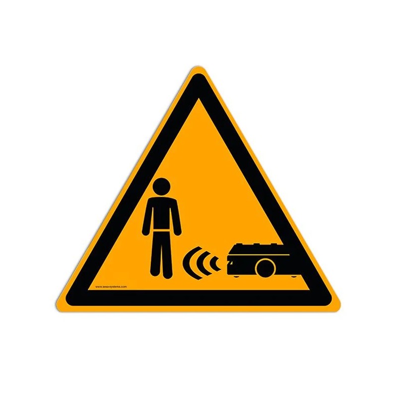 Pictogramme Attention AGV – Signalisation véhicule autonome sol industriel