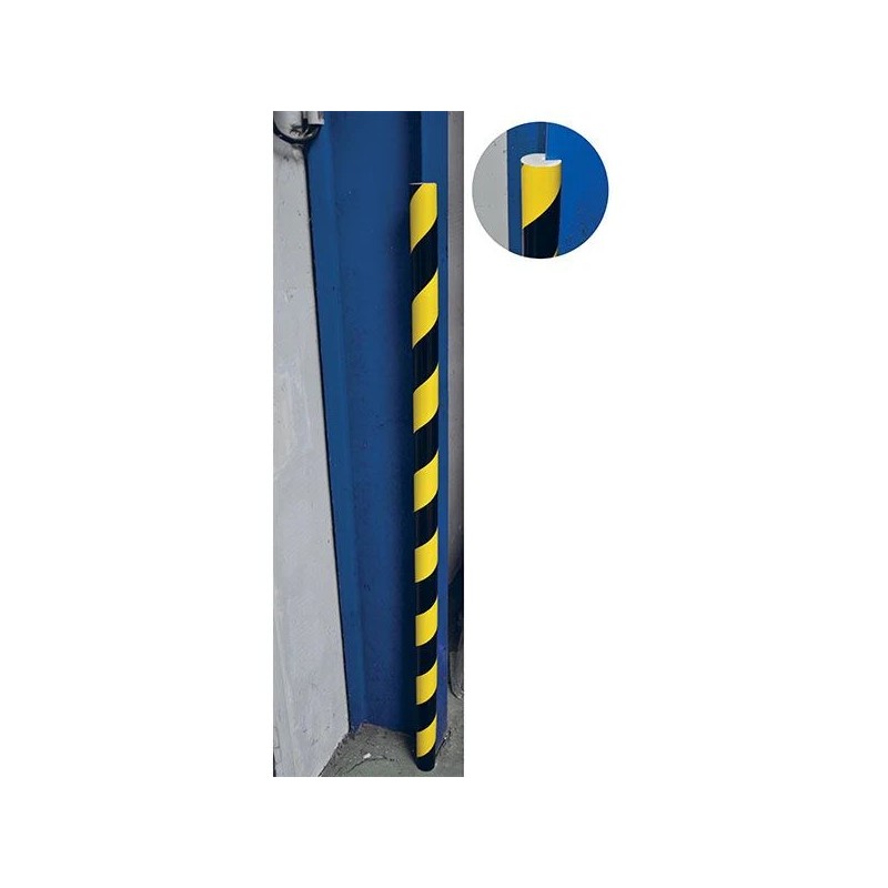 Amortisseur mousse d'arête rond jaune noir 1200 mm | Protection anti-choc industrielle