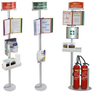 Borne sécurité extincteur avec porte-documents et support EPI | Point sécurité industriel