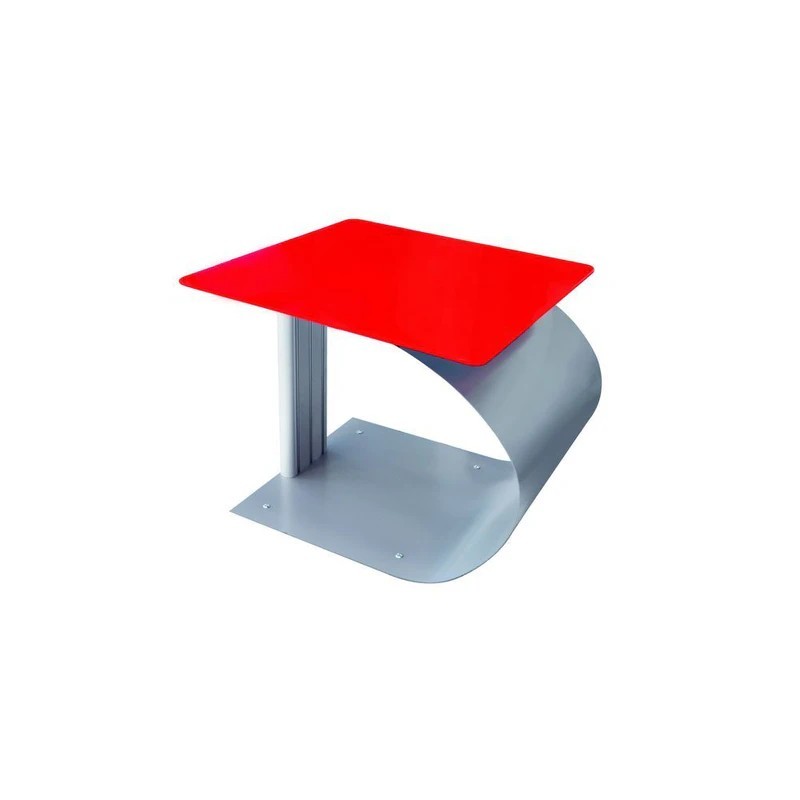 Table basse design – Verre rouge & Aluminium
