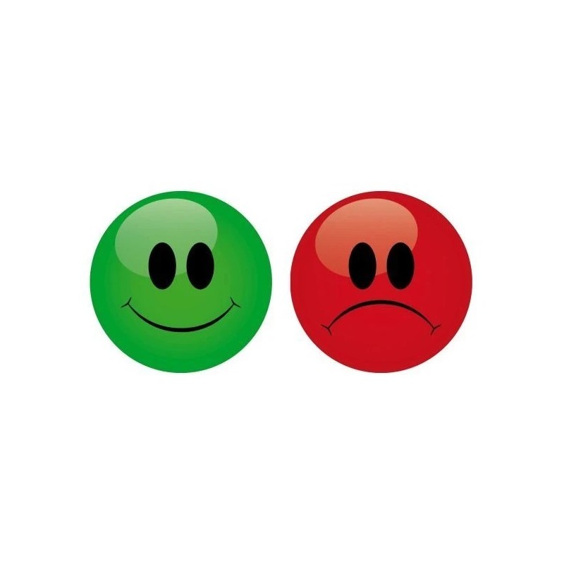 Smiley magnétique vert/rouge Ø50 mm | Lot de 9