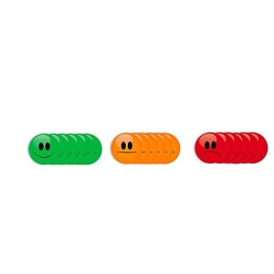 Smileys magnétiques vert orange rouge | Lot de 18