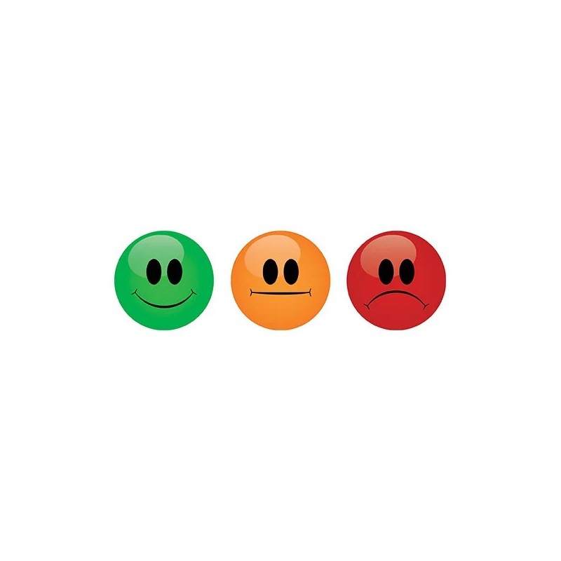 Smileys magnétiques vert orange rouge | Lot de 18