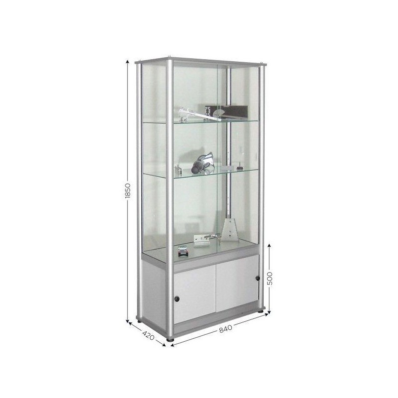 Vitrine d’exposition basse design – Aluminium & Verre