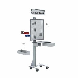 Poste de contrôle qualité industriel QUALIPOST® 500 – Structure aluminium avec tableau d’affichage