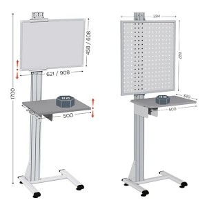 Poste de contrôle qualité industriel QUALIPOST® 500 – Structure aluminium avec tableau d’affichage