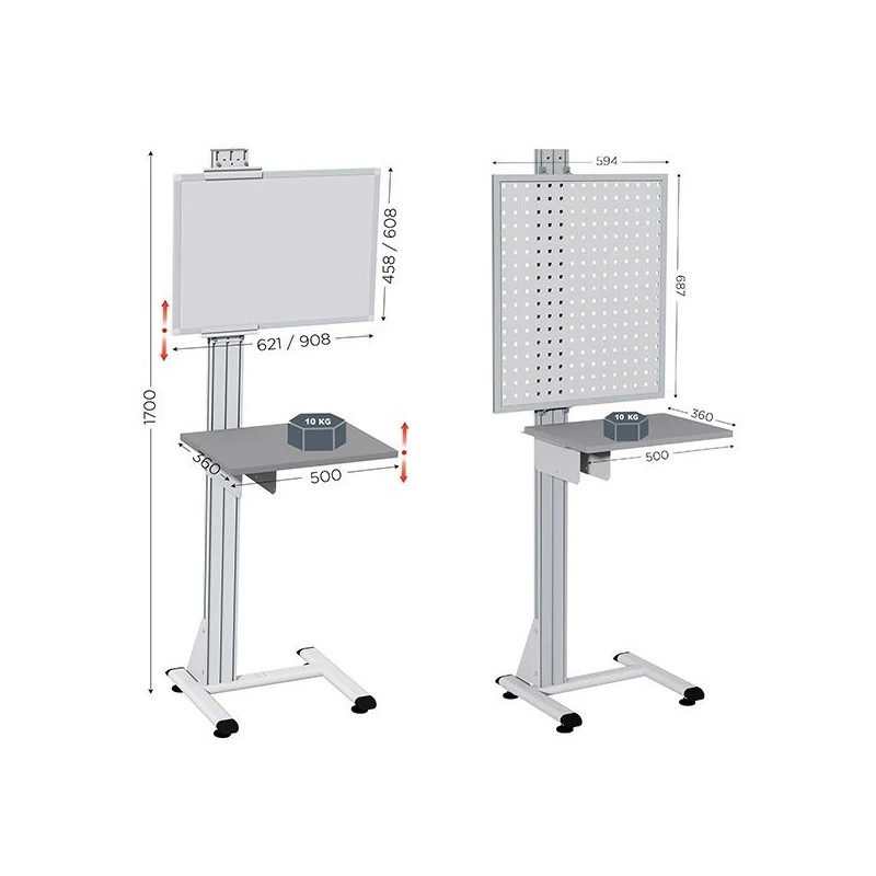 Poste de contrôle qualité industriel QUALIPOST® 500 – Structure aluminium avec tableau d’affichage
