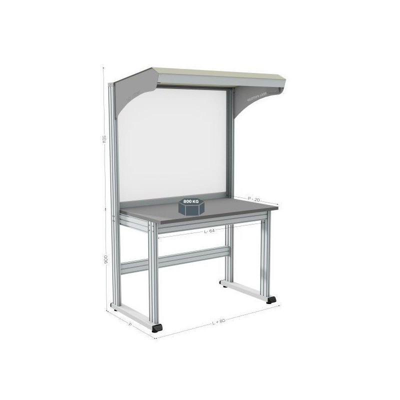 Poste de travail QUALIPOST® 3000E | 800 kg avec fond et toit