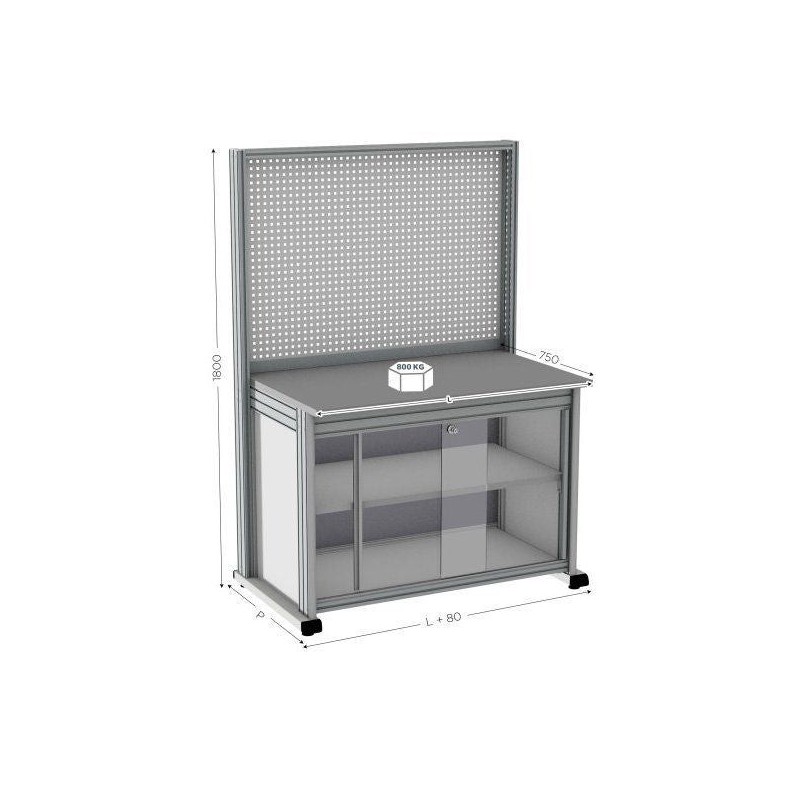 Établi d’atelier professionnel MAINTPOST 6000C | Fond perforé 800 kg