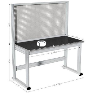 Établi d’atelier professionnel MAINTPOST 6000B | Fond perforé 800 kg