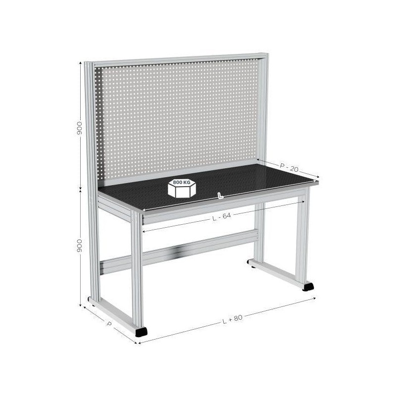 Établi d’atelier professionnel MAINTPOST 6000B | Fond perforé 800 kg