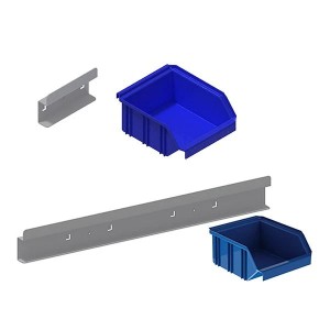 Rail pour bac plastique 100 mm / 450 mm – Support pour bacs à bec sur profil aluminium