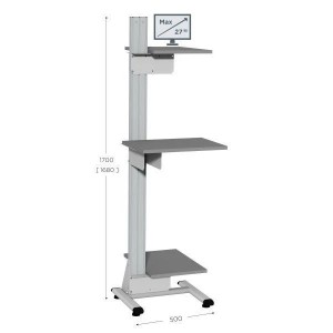 Mobilier informatique industriel MOBIPOST® 200 | Support PC avec étagères réglables