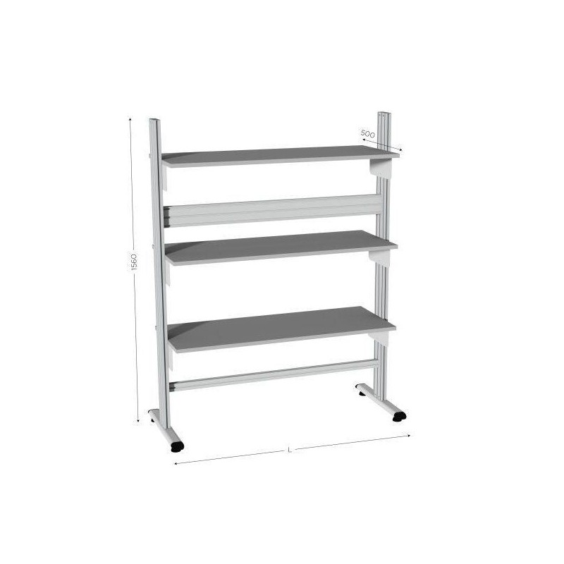 Mobilier informatique industriel MOBIPOST® 300A | Poste PC ergonomique avec 3 étagères