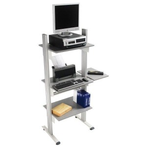 Mobilier informatique industriel MOBIPOST® 300A | Poste PC ergonomique avec 3 étagères