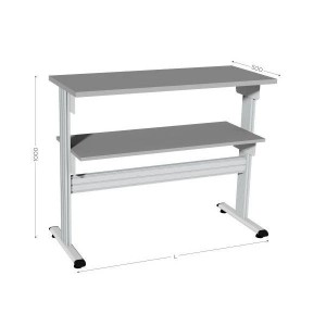 Mobilier informatique industriel MOBIPOST® 300B | Poste PC compact avec 2 étagères