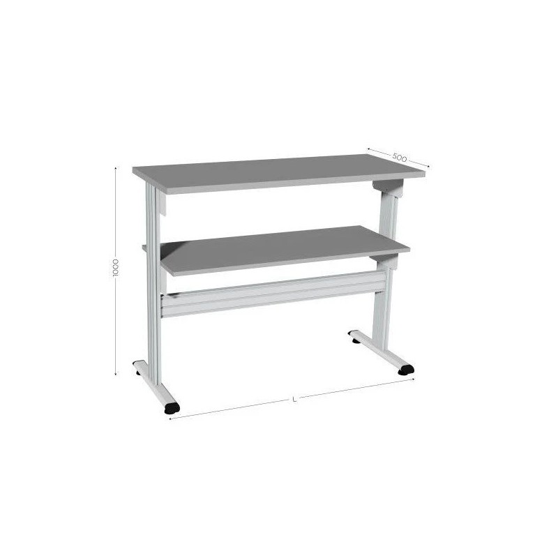 Mobilier informatique industriel MOBIPOST® 300B | Poste PC compact avec 2 étagères