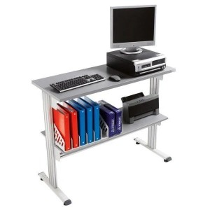 Mobilier informatique industriel MOBIPOST® 300B | Poste PC compact avec 2 étagères