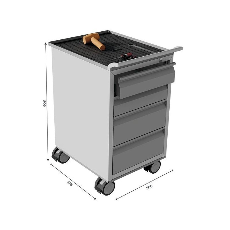 Servante d’atelier 4 tiroirs sur roulettes | Desserte mobile atelier