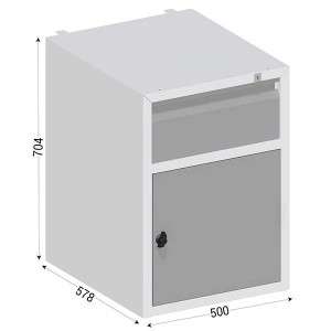 Caisson 1 tiroir + 1 porte avec serrure | QUALIPOST® 3000