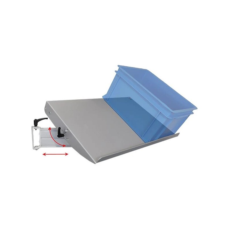 Support bac inclinable P 400 mm – Bras articulé et profil aluminium
