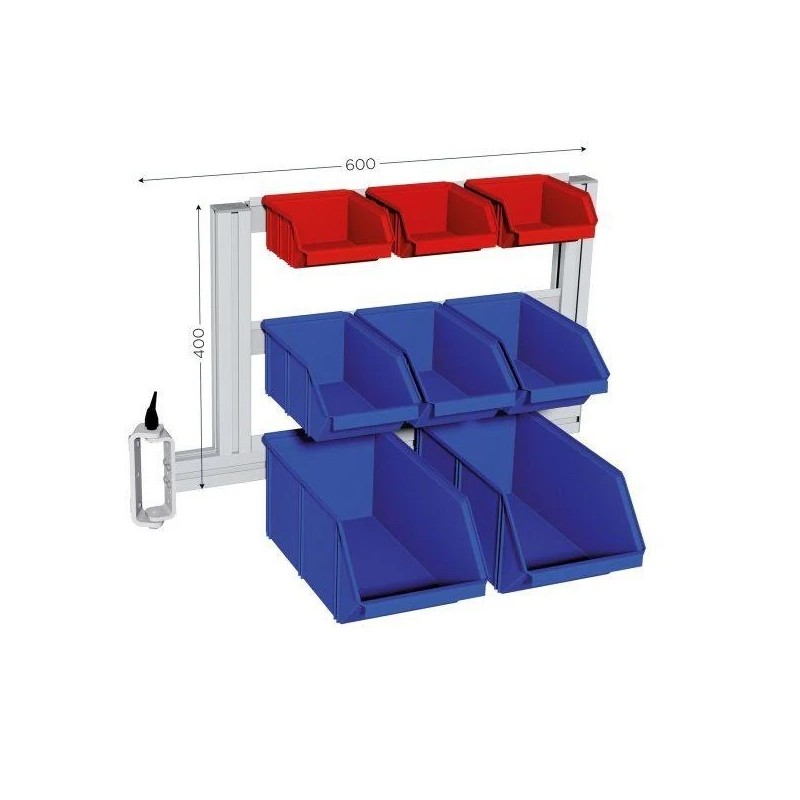 Support bacs latéral articulé – 3 niveaux pour poste de travail modulable