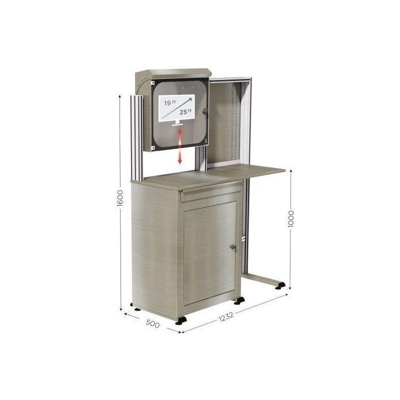 Armoire informatique inox MOBIPOST 550B | Poste PC industriel sécurisé