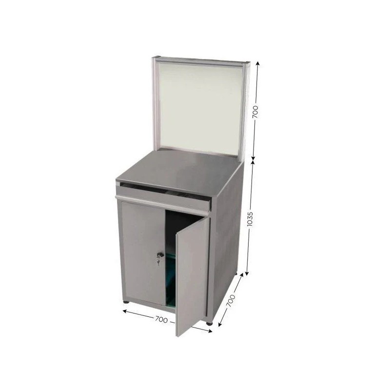 Poste de contrôle qualité inox QUALIPOST 750 | Poste sécurisé avec tiroir