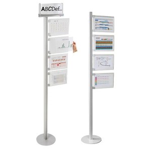 Potence d’affichage COM'DESIGN PRODOC® avec porte-documents A3/A4 – Support sur pied aluminium
