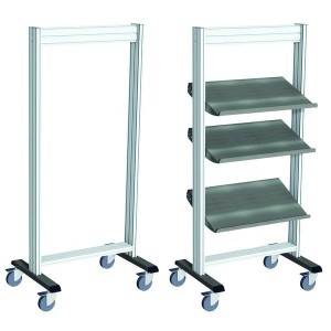 Desserte inox mobile atelier | Chariot picking 2 plateaux robuste