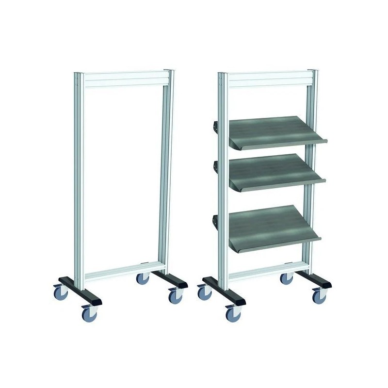 Desserte inox mobile atelier | Chariot picking 2 plateaux robuste