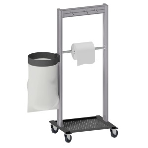 Poste de propreté mobile inox 5S | NETPOST 850 avec roulettes