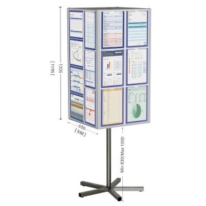 Support d'affichage rotatif INOX TOP'INFO 4 faces – Colonne magnétique 3m²