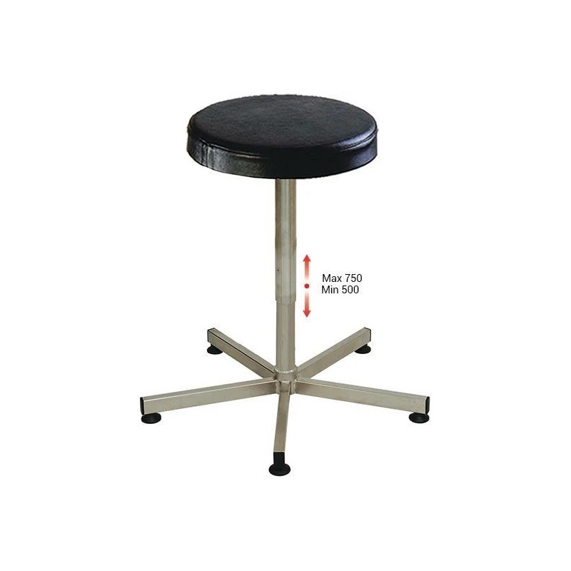 Tabouret d’atelier INOX réglable – Assise polyuréthane industriel