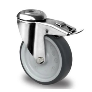 Roulettes INOX pivotantes Ø100 mm avec frein – Lot industriel