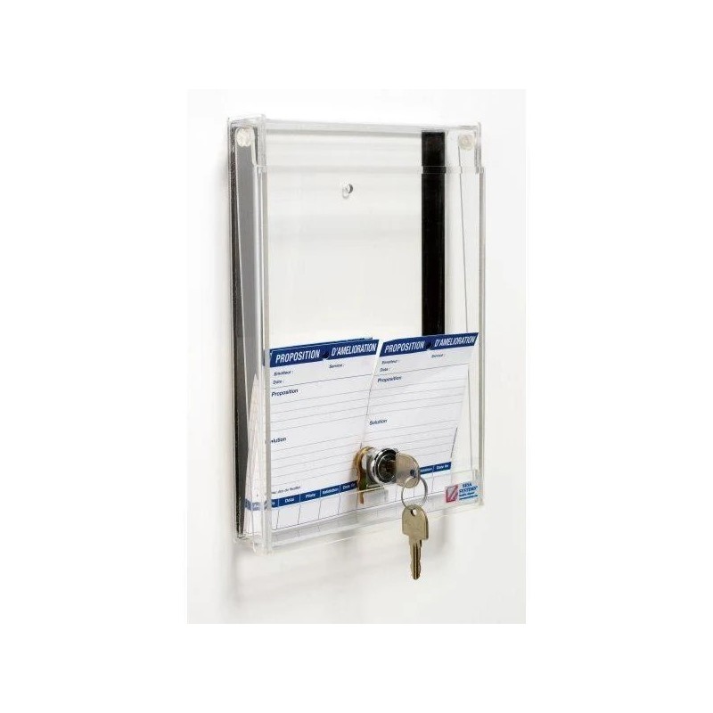 Boîte à idées avec serrure – Boîte à suggestions magnétique ou adhésive pour entreprise