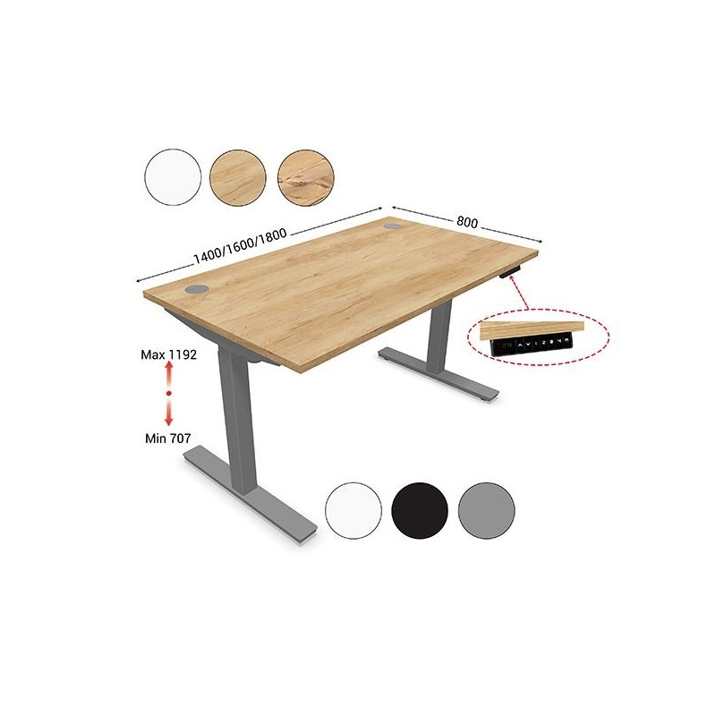 LEANERGO – Bureau Électrique Ergonomique Réglable en Hauteur (1400 à 1800 mm)