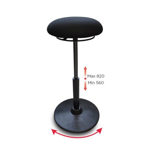 571171 - Tabouret culbuto H 560 - 820 mm assise en tissu noir - Image 2