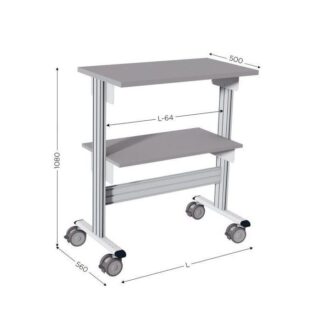 645330 - DESSERTE PICKING l 1200 x P 560 x H 1080 mm de 2 niveaux sur roulettes