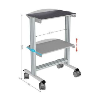645100 - Servante mobile l 740 x P 560 x H 1035 mm de 2 niveaux avec revêtement caoutchouc