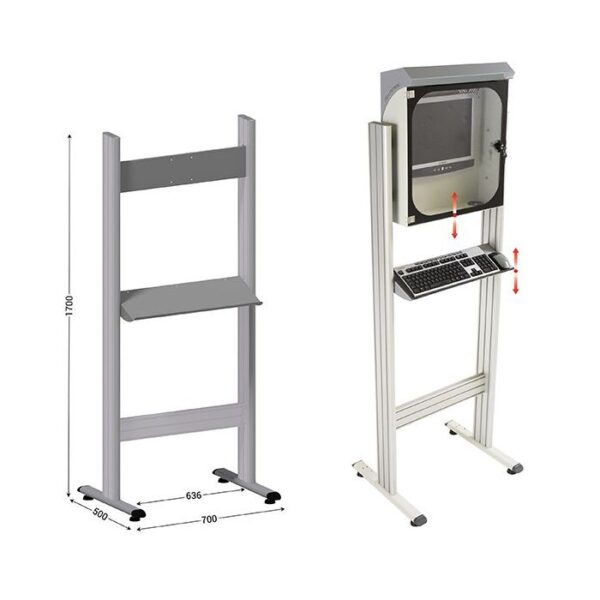 215615 - MOBIPOST 500A l 700 x P 500 x H 1700 mm sur pieds sans coffret de protection écran