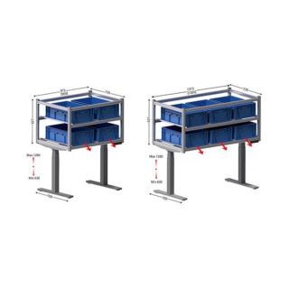 652212 - LEANPOST 2200 l 1301 x P 700 x H 630 - 1280 mm 2 niveaux pour 6 bacs 600 x 400 mm